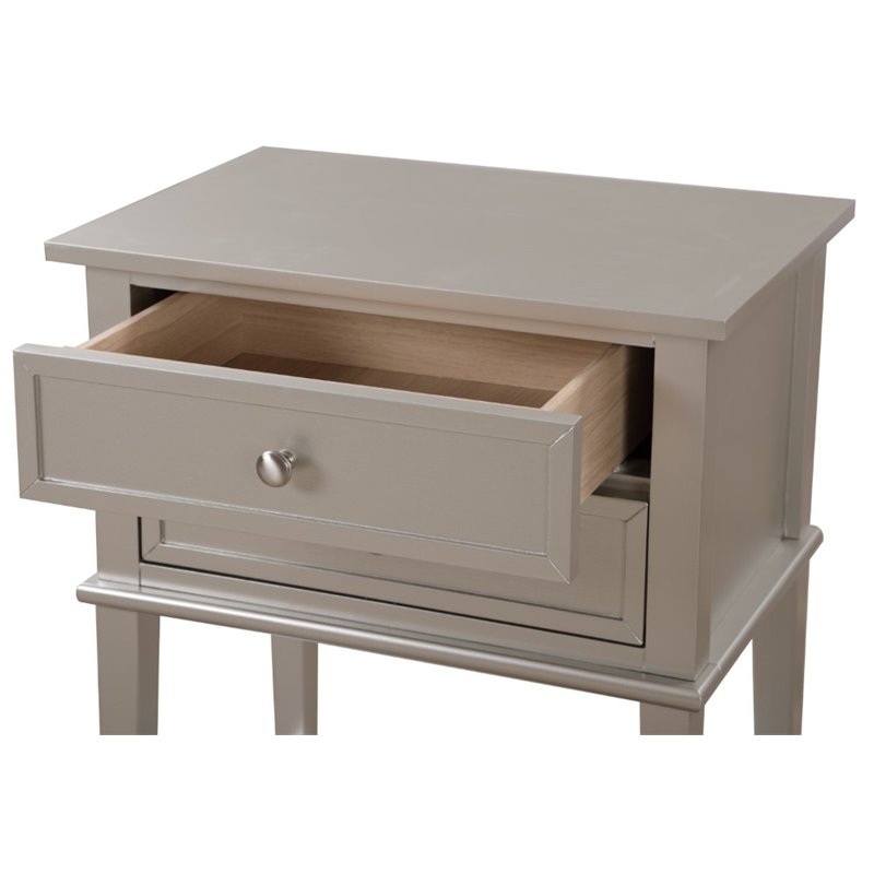 Pemberley Row Solid Wood Silver Champagne Nightstand Rectangular 28