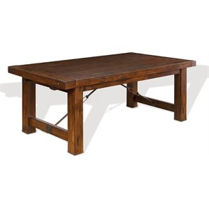Pemberly Row 42&quot Traditional Wood Extension Table in Medium Brown