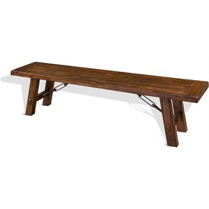 Pemberly Row 18&quot Farmhouse Mahogany Wood Bench in Medium Brown