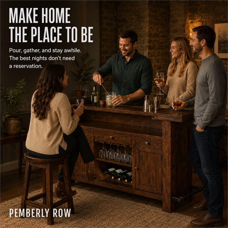 Pemberley Row Mahogany Medium Brown Bar Unit Rectangular Distressed 43