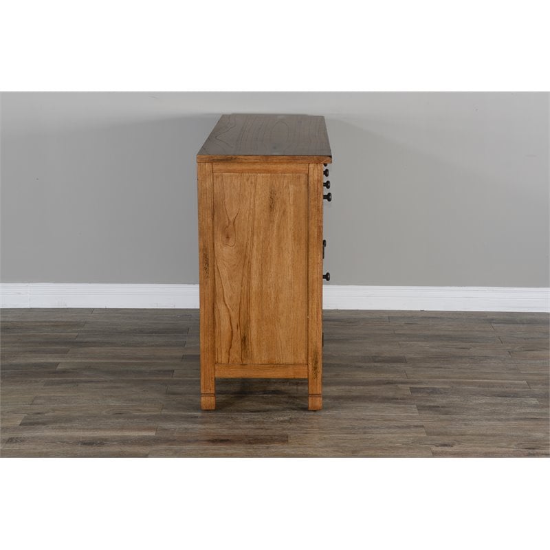 Pemberly Row Adjustable Shelf Farmhouse Wood Buffet in Rustic Oak