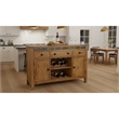 Pemberly Row Adjustable Shelf Farmhouse Wood Buffet in Rustic Oak