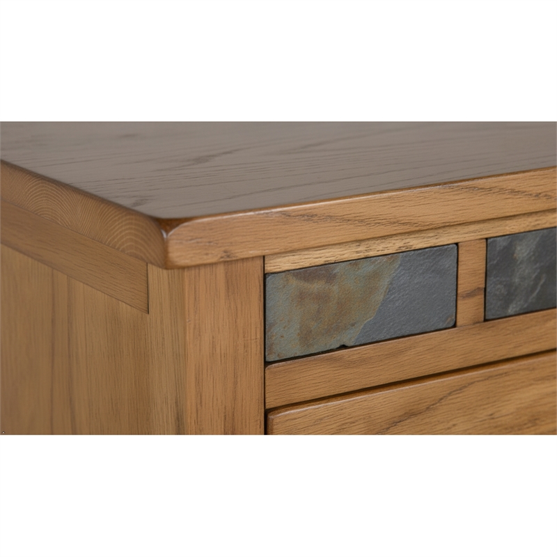 Pemberly Row Adjustable Shelf Farmhouse Wood Buffet in Rustic Oak