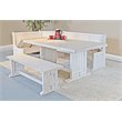 Pemberly Row Farmhouse Wood Breakfast Nook Set in Marble White