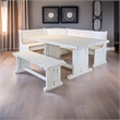 Pemberly Row Farmhouse Wood Breakfast Nook Set in Marble White