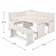 Pemberly Row Farmhouse Wood Breakfast Nook Set in Marble White