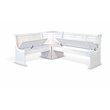 Pemberly Row Farmhouse Wood Breakfast Nook Set in Marble White