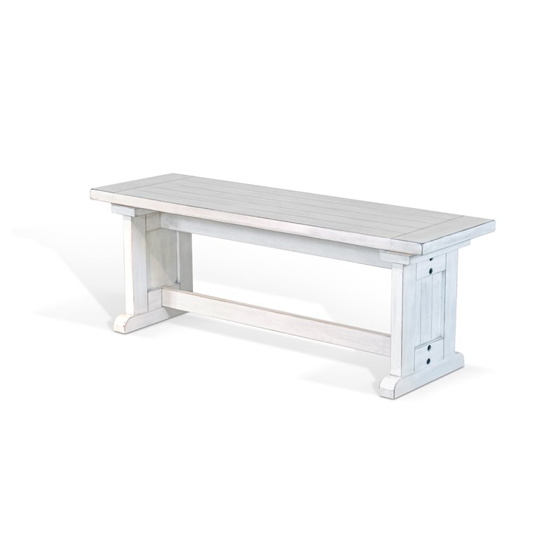 Pemberly Row Farmhouse Wood Breakfast Nook Set in Marble White
