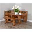 Pemberly Row Farmhouse Wood Breakfast Nook Set in Rustic Oak