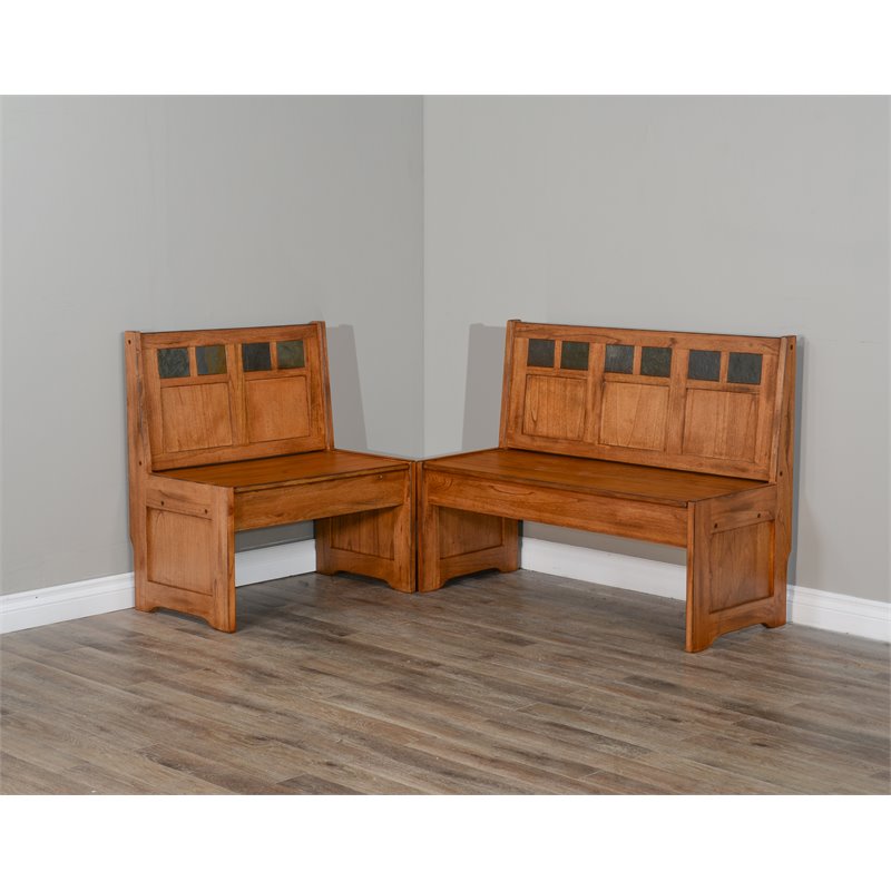 Pemberly Row Farmhouse Wood Breakfast Nook Set in Rustic Oak