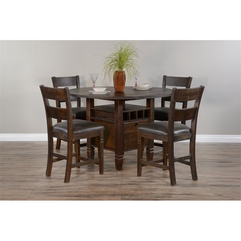 Pemberly Row Transitional Wood Counter Height Table in Tobacco Leaf