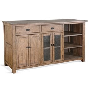 Pemberly Row 80&quot Transitional Wood Buffet in Taupe Brown