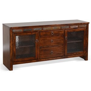 Pemberly Row 60&quot Traditional Wood TV Console in Dark Chocolate
