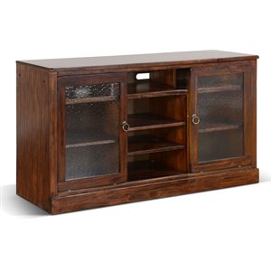 Pemberly Row 63&quot Traditional Wood TV Console in Dark Chocolate
