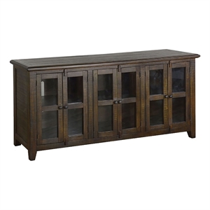 Pemberly Row Transitional Wood TV Cabinet for TVs up to 80&quot in Tobacco Leaf
