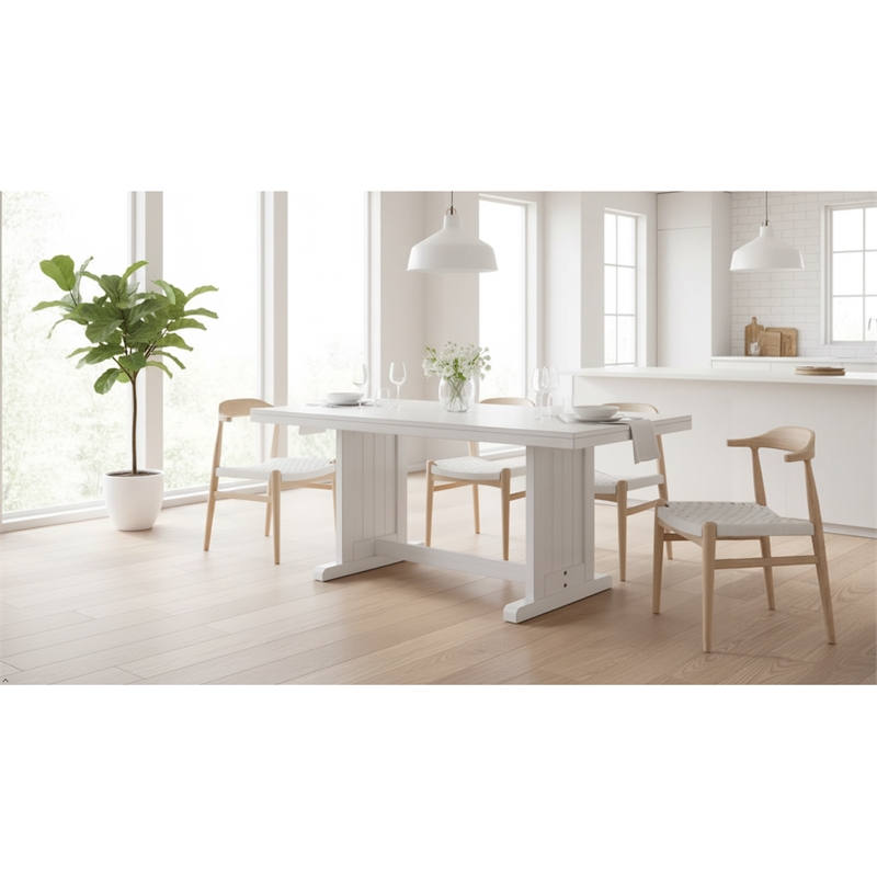 Pemberley Row Wood White Dining Table Rectangular 60