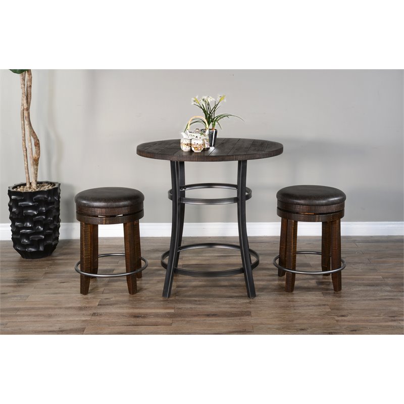 Pemberly Row Mid-Century Wood Counter Height Table in Tobacco Leaf