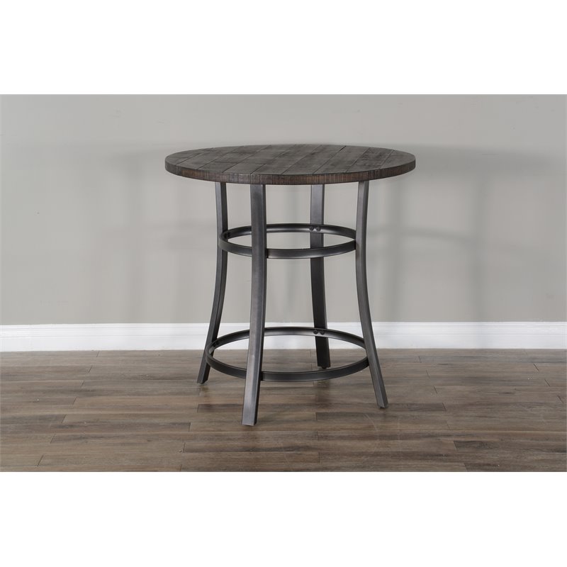 Pemberly Row Mid-Century Wood Counter Height Table in Tobacco Leaf