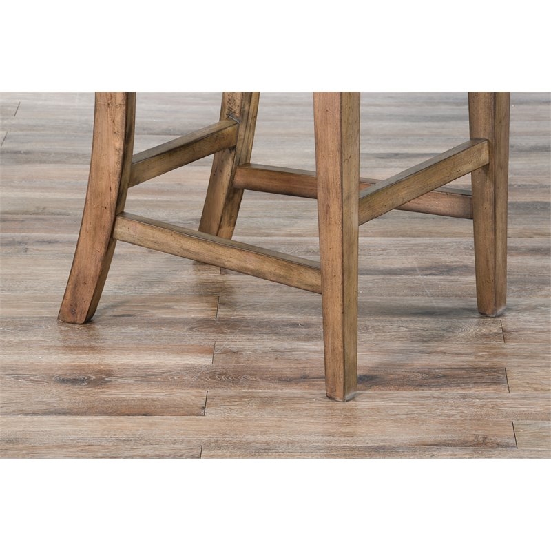 Pemberly Row Wood Bar Stool Chair in Brown (Set of 2)