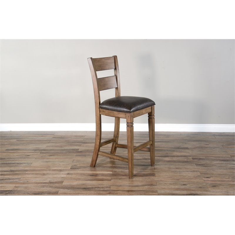 Pemberly Row Wood Bar Stool Chair in Brown (Set of 2)