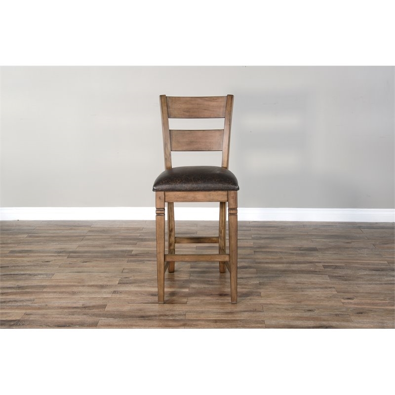 Pemberly Row Wood Bar Stool Chair in Brown (Set of 2)