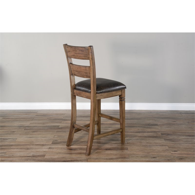 Pemberly Row Wood Bar Stool Chair in Brown (Set of 2)