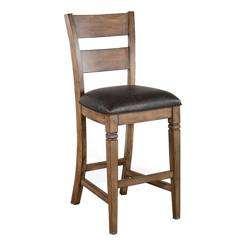 Pemberly Row Wood Bar Stool Chair in Brown (Set of 2)