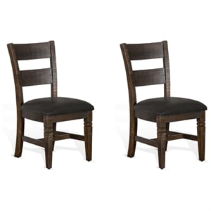 Pemberly Row 18&quot Ladderback Chair with Cushion Seat in Tobacco Leaf (Set of 2)