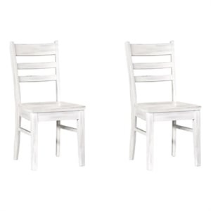 Pemberly Row 37&quotH Coastal Wood Ladderback Chair in Marble White (Set of 2)