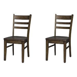 Pemberly Row 18&quot Ladderback Chair with Wood Seat in Tobacco Leaf (Set of 2)