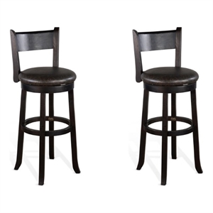 Pemberly Row 30&quot Mahogany Wood Swivel Barstool in Black Walnut (Set of 2)