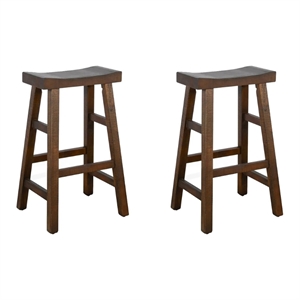 Pemberly Row 30&quot Transitional Wood Saddle Seat Stool in Tobacco Leaf (Set of 2)