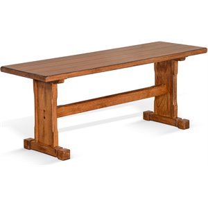 Pemberly Row 18.5&quot Farmhouse Mindi Wood Nook Side Bench in Rustic Oak