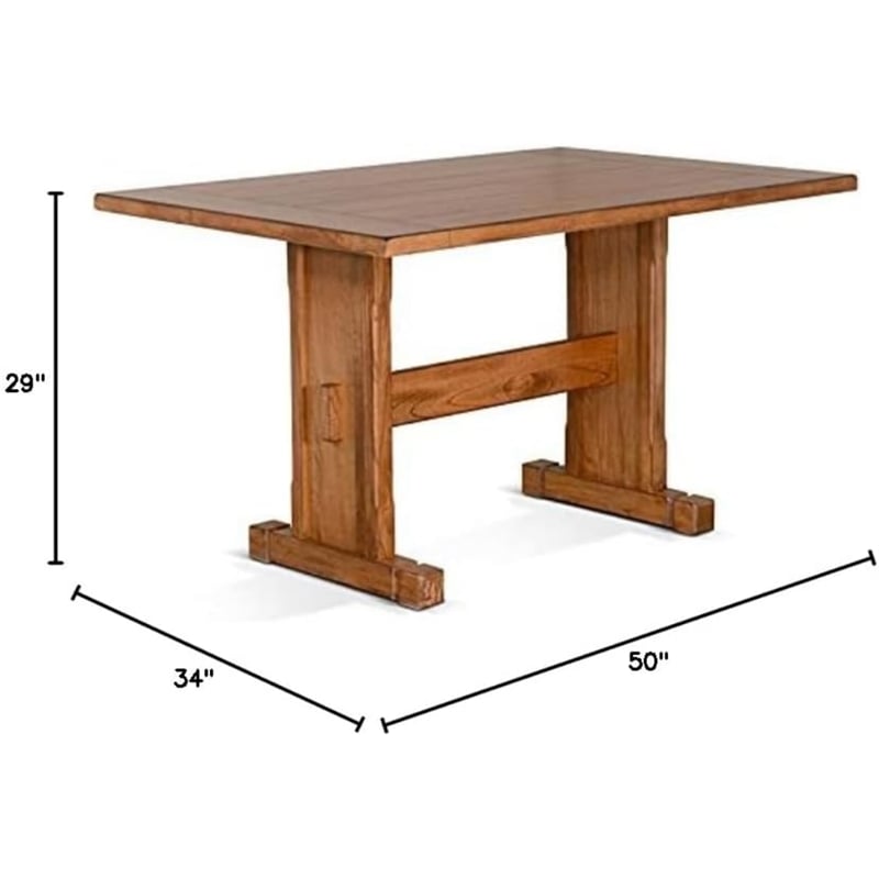 Pemberley Row Mindi Wood Rustic Oak Dining Table Rectangular 50