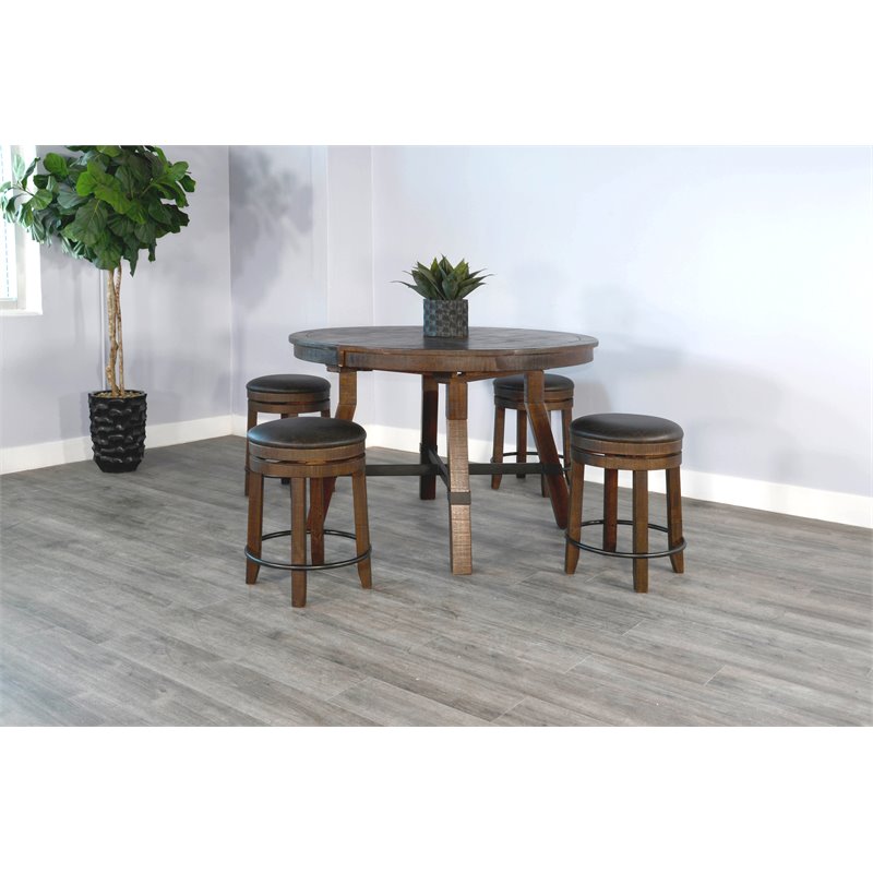 Pemberly Row Wood Bar Stool Chair in Tobacco (Set of 2)