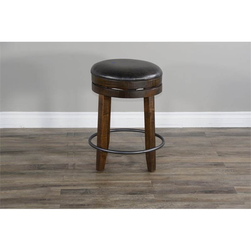 Pemberly Row Wood Bar Stool Chair in Tobacco (Set of 2)