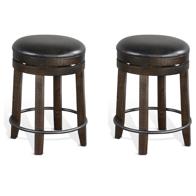 Pemberly Row Wood Bar Stool Chair in Tobacco (Set of 2)
