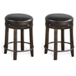 Pemberly Row Wood Bar Stool Chair in Tobacco (Set of 2)