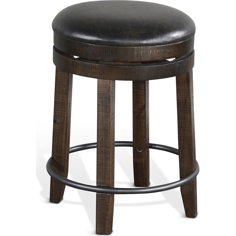 Pemberly Row Wood Bar Stool Chair in Tobacco (Set of 2)