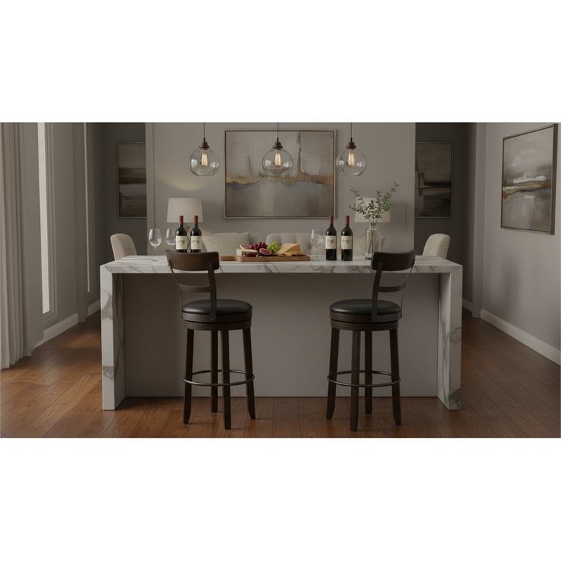 Pemberly Row Wood Bar Stool Chair in Tobacco (Set of 2)