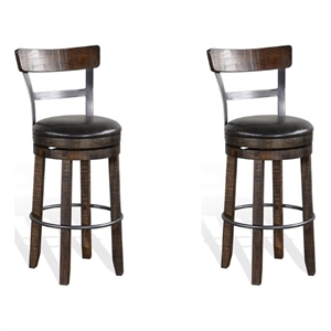 Pemberly Row Wood Bar Stool Chair in Tobacco (Set of 2)