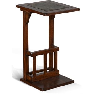 Pemberly Row 12.5&quot Traditional Wood Sofa Mate Table in Chocolate