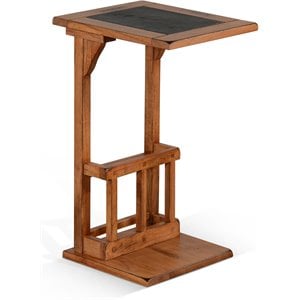 Pemberly Row 12.5&quot Traditional Wood Sofa Mate Table in Rustic Oak