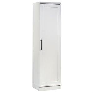 Pemberly Row Transitional Engineered Wood Single Door Pantry in White