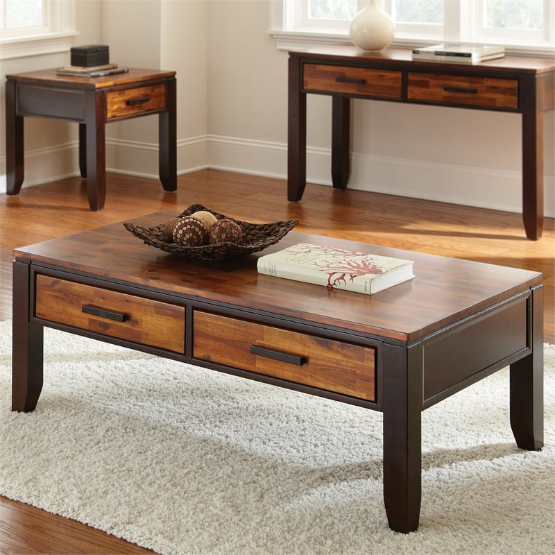 Pemberly Row Transitional Console Table in Two-Tone Cherry