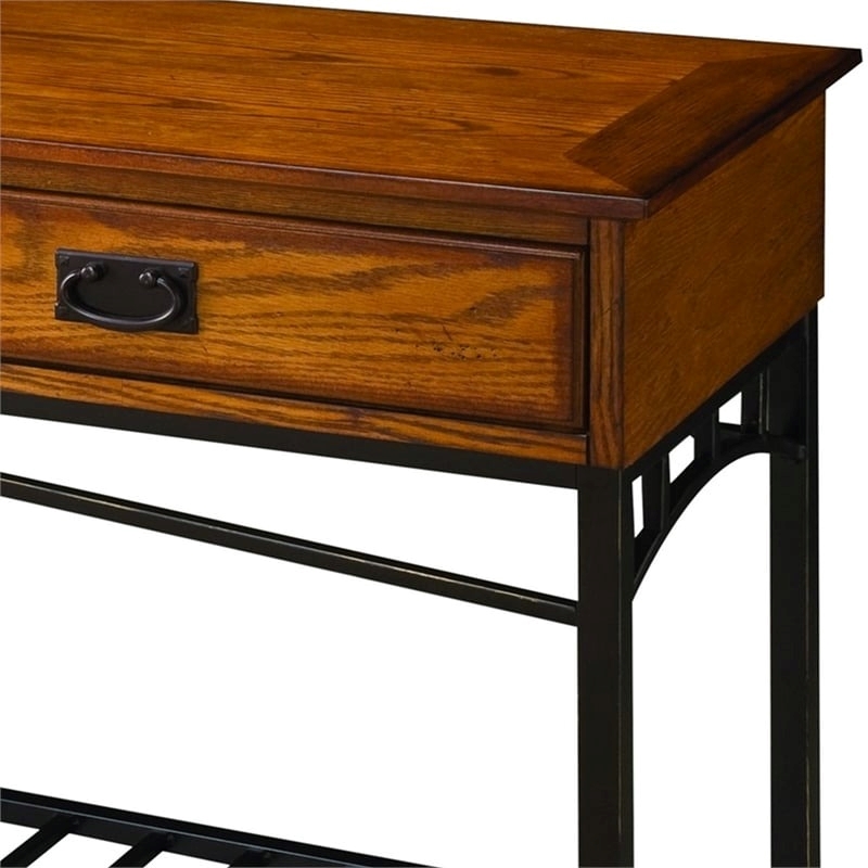 Pemberly Row 2-Drawer Modern Wood Console Table in Distressed Oak