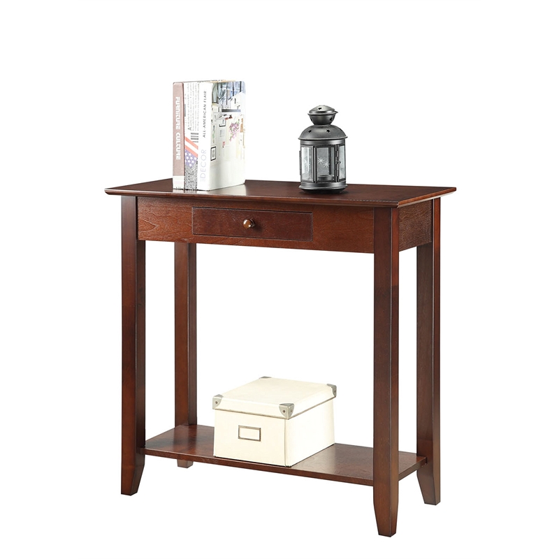 Pemberly Row Transitional Hall Table in Espresso Wood Finish