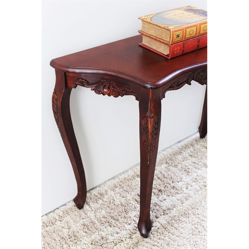 Pemberly Row Mid-Century Country Console Table in Walnut Stain