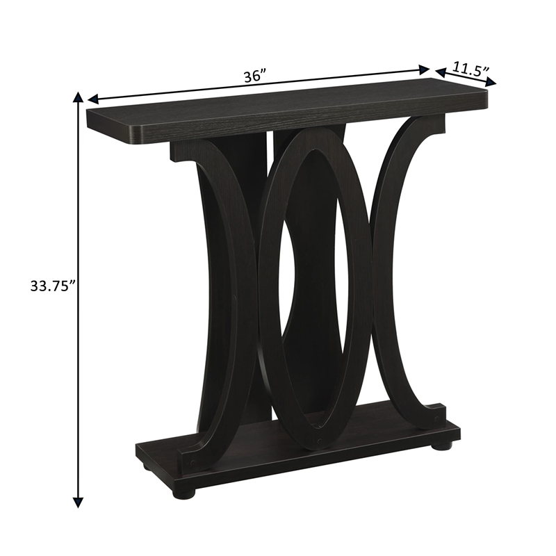 Pemberly Row Modern Console Table in Espresso Wood Finish