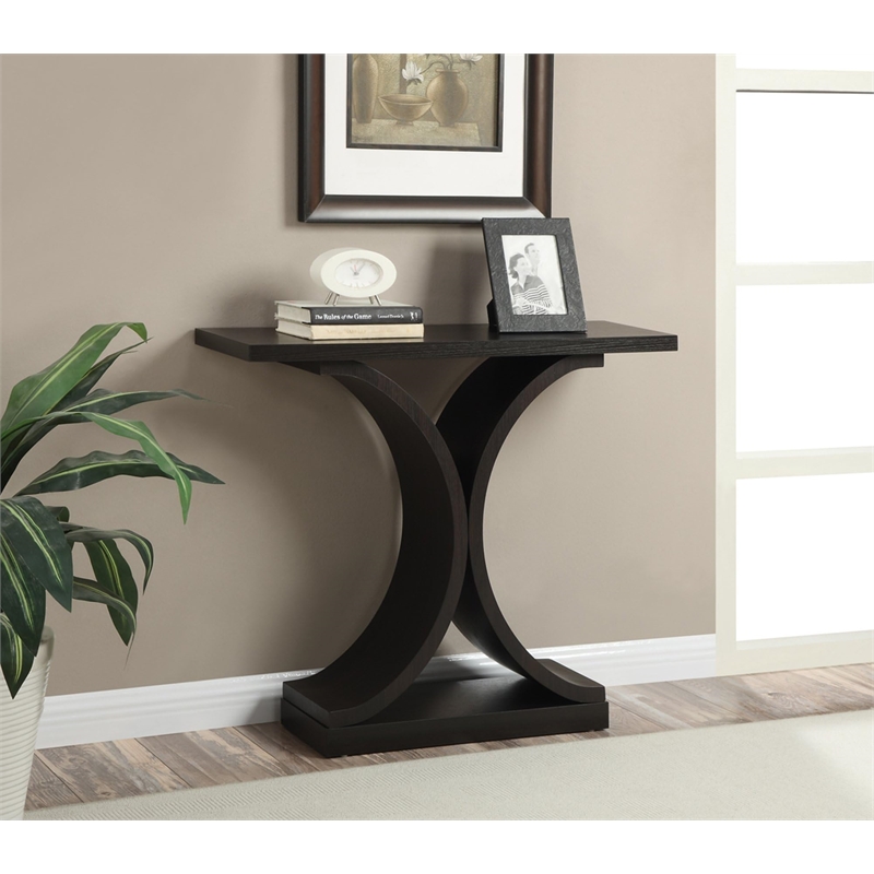 Pemberly Row Modern Console Table in Espresso Wood Finish